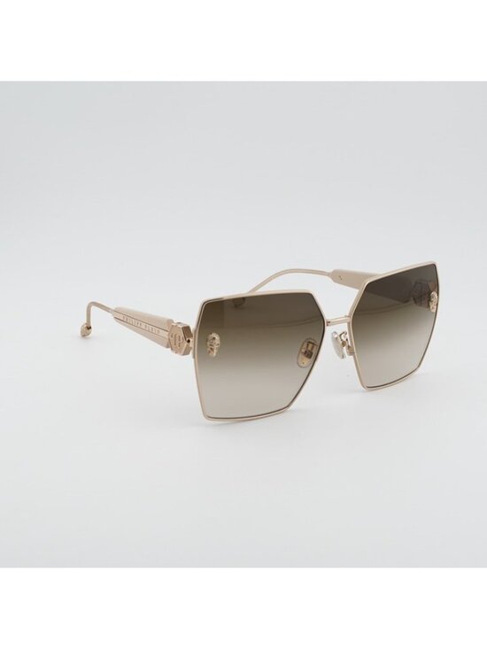 Philipp Plein SPP122S 0F47 Sunglasses Gold Square Frame, Brown Lenses main image 5